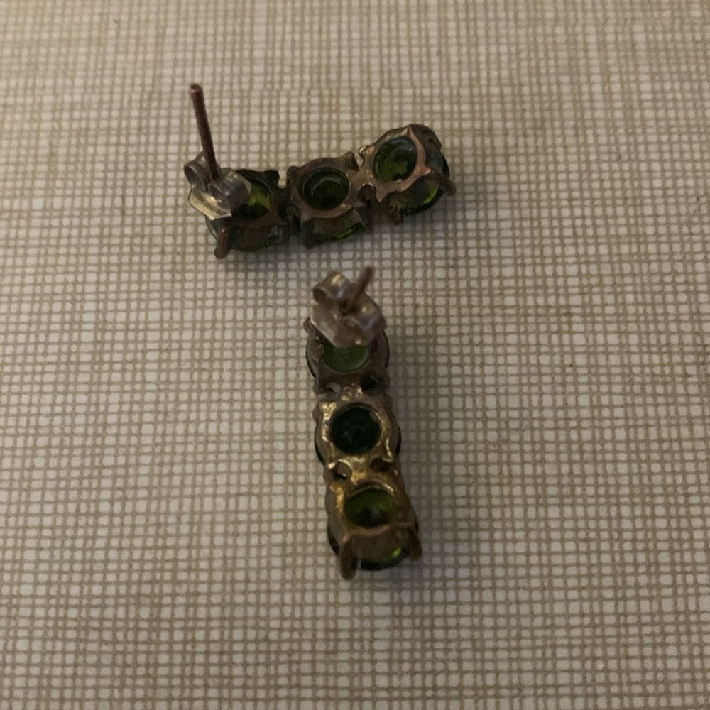 Beautiful olive Green quartz vintage Gemstone Statement earrings - Picture 8 of 9